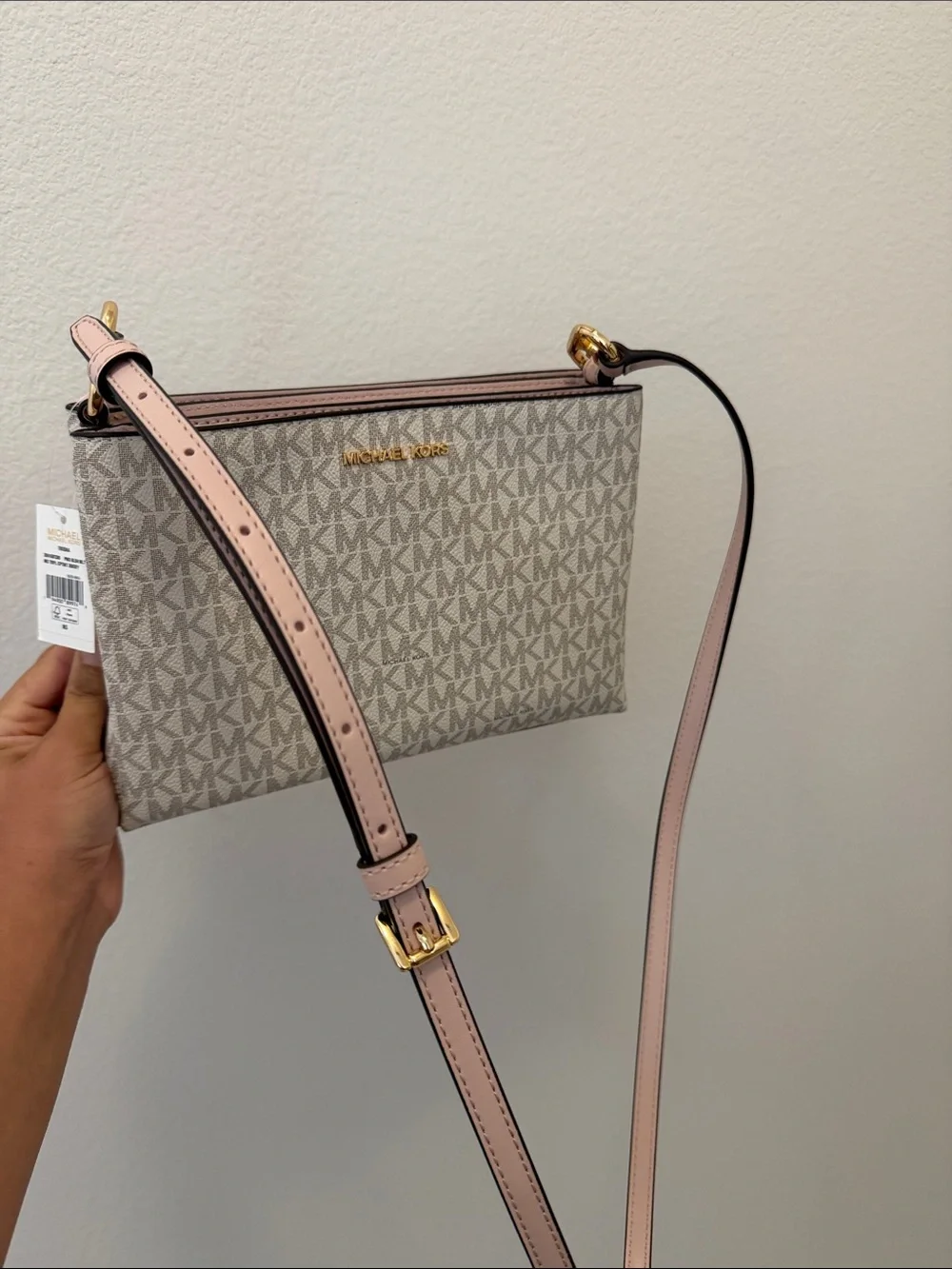 Michael Kors Logo Crossbody with Light Pink Trim